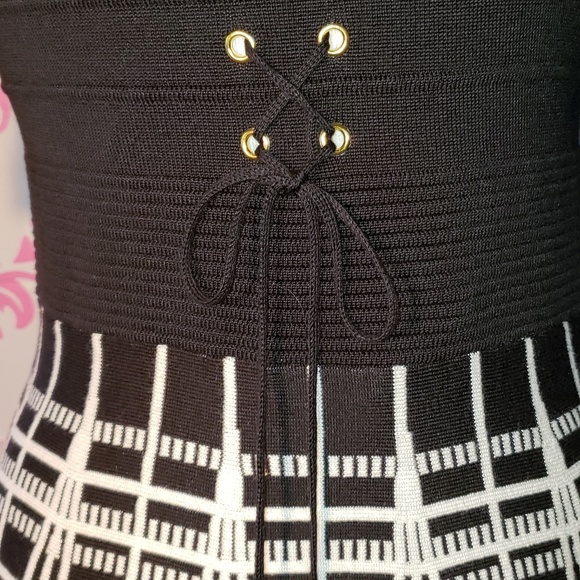 Retro Candies Geometric Knit Lace Up Dress - Picture 5 of 8